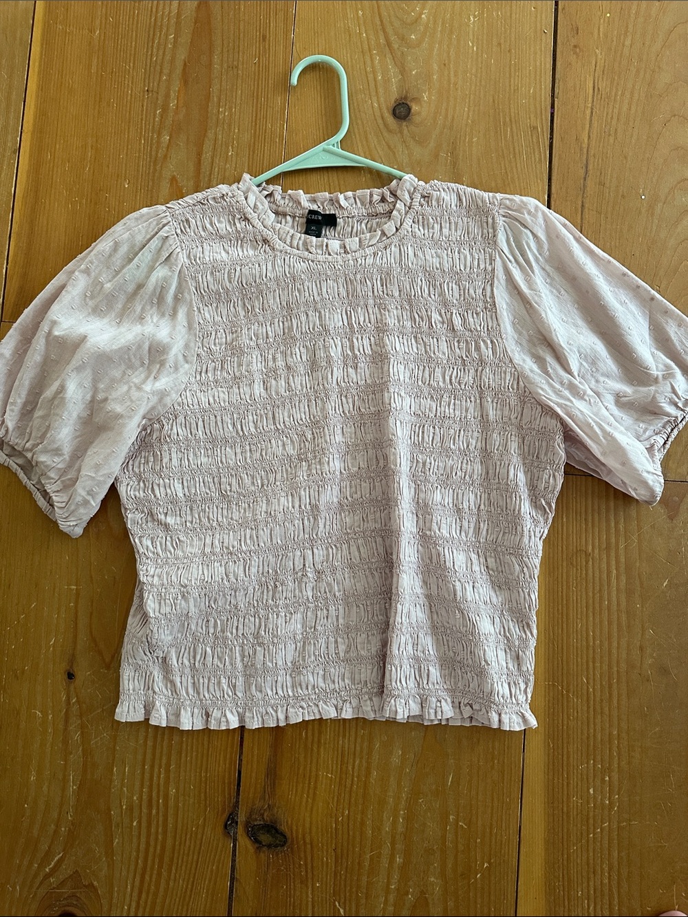 J Crew NWT Woven Textured Puff-Sleeve Top in Dusty Rose